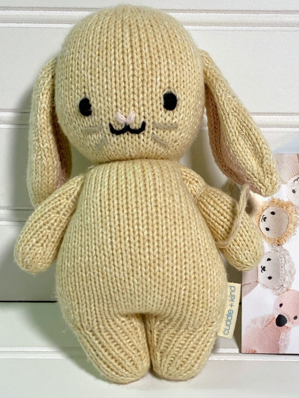 Cuddle + Kind Baby Bunny Oatmeal/Cream Knit Rabbit Plush Peru Stuffed Animal 7"